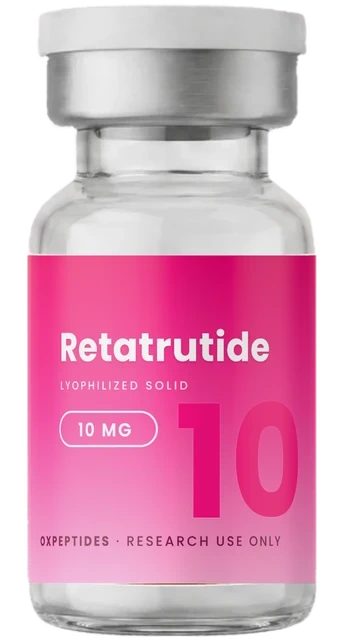 Retatrutide 10 mg — péptido de investigación liofilizado, vial de OXpeptides